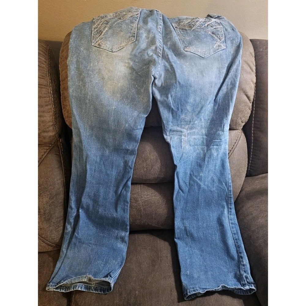 Ariya Jeans Womens 13/14 Bali Low Rise Bootcut Distressed Flex Denim Blue - Picture 7 of 11